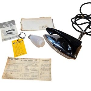 Vintage‎ GE Portable Steam Iron Manual Iron Warranty with box TESTED WORKS!